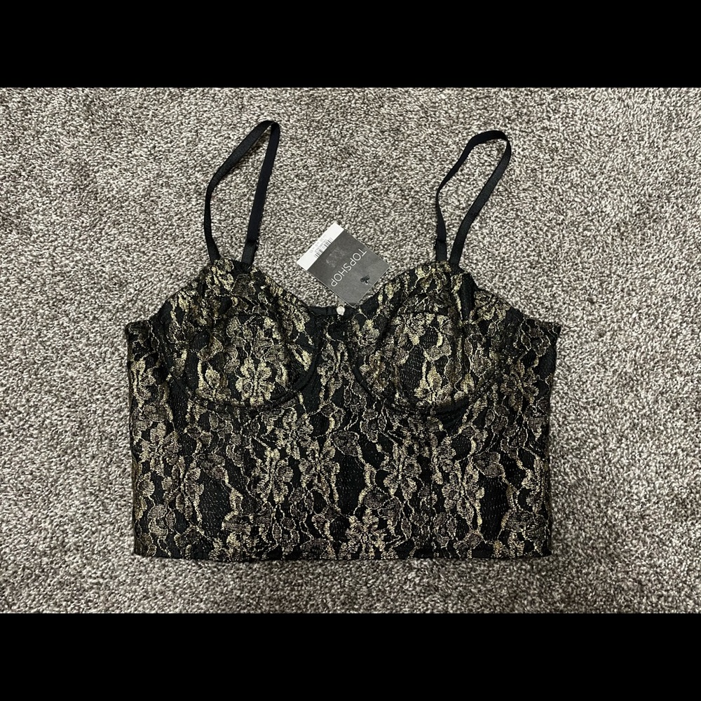 Gold & Black Bustier Crop Top
